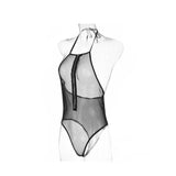 Sexy zwarte bodystocking Plus size maten S - 5XL