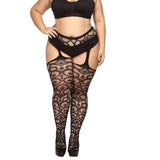 Sexy erotische plus size zwarte kousen met jarretelgordel -Luxe panty.
